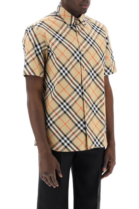BURBERRY Men's Beige Iconic Check Cotton Shirt - SS24 Collection