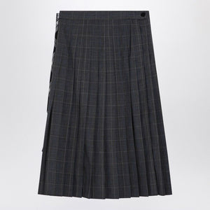 BALENCIAGA  MULTI-LAYER WOOL CHECK SKIRT