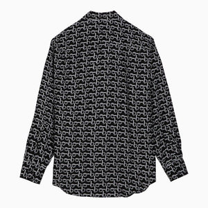 BURBERRY Luxurious Black Silk Men's Shirt with B Motif