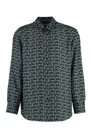 BURBERRY Men's Green Printed Silk Shirt - SS24 Collection