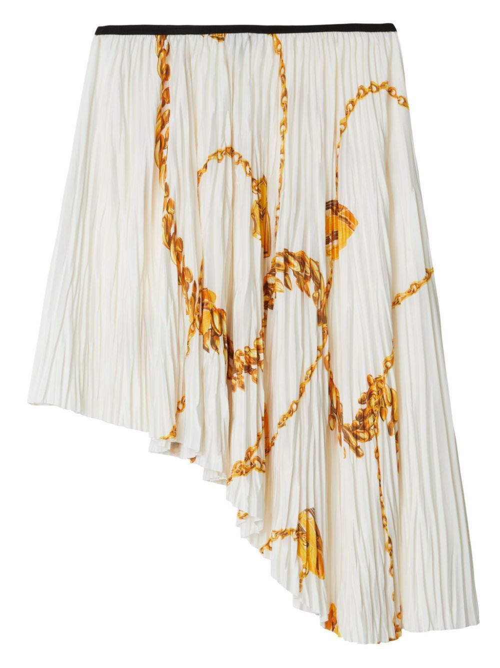 BURBERRY Asymmetrical Mini Pleated Skirt with Equestrian Design