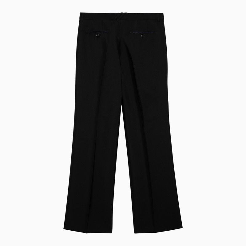 BURBERRY Men's Black Wool-Silk Blend Trousers for SS24