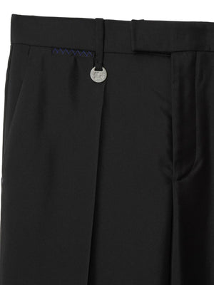 BURBERRY Black Wool-Silk Blend Trousers for Men