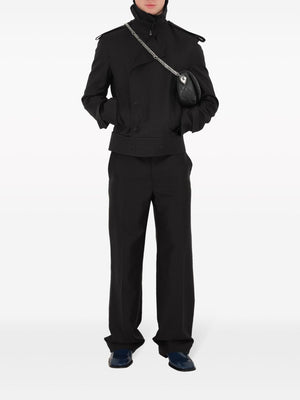 BURBERRY Men's Black Tailored Trousers | Relaxed Fit with Equestrian Detail