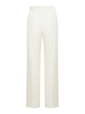 BURBERRY Beige Linen Pants with Ruffled Waist for Women