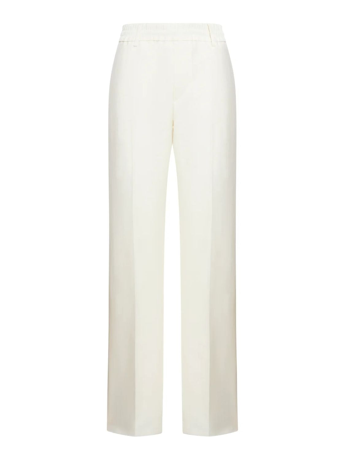 BURBERRY Beige Linen Pants with Ruffled Waist for Women