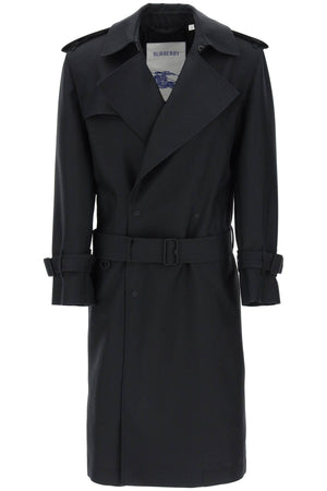 BURBERRY Double-Breasted Silk Twill Trench Jacket for Women - Black