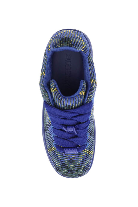 BURBERRY Men's Blue Sneaker with Check Pattern and Enamel-Coated Details