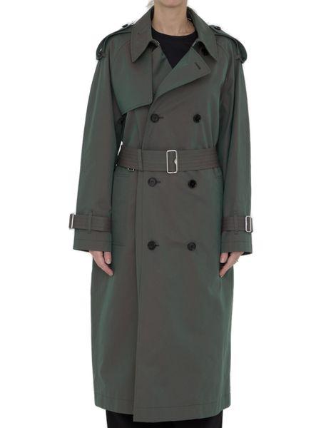 BURBERRY Green Iridescent Double-Breasted Trench Jacket for Women