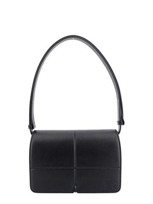 BURBERRY Smooth Leather Snip Shoulder Handbag with B-Cut Details and Equestrian Knight Design