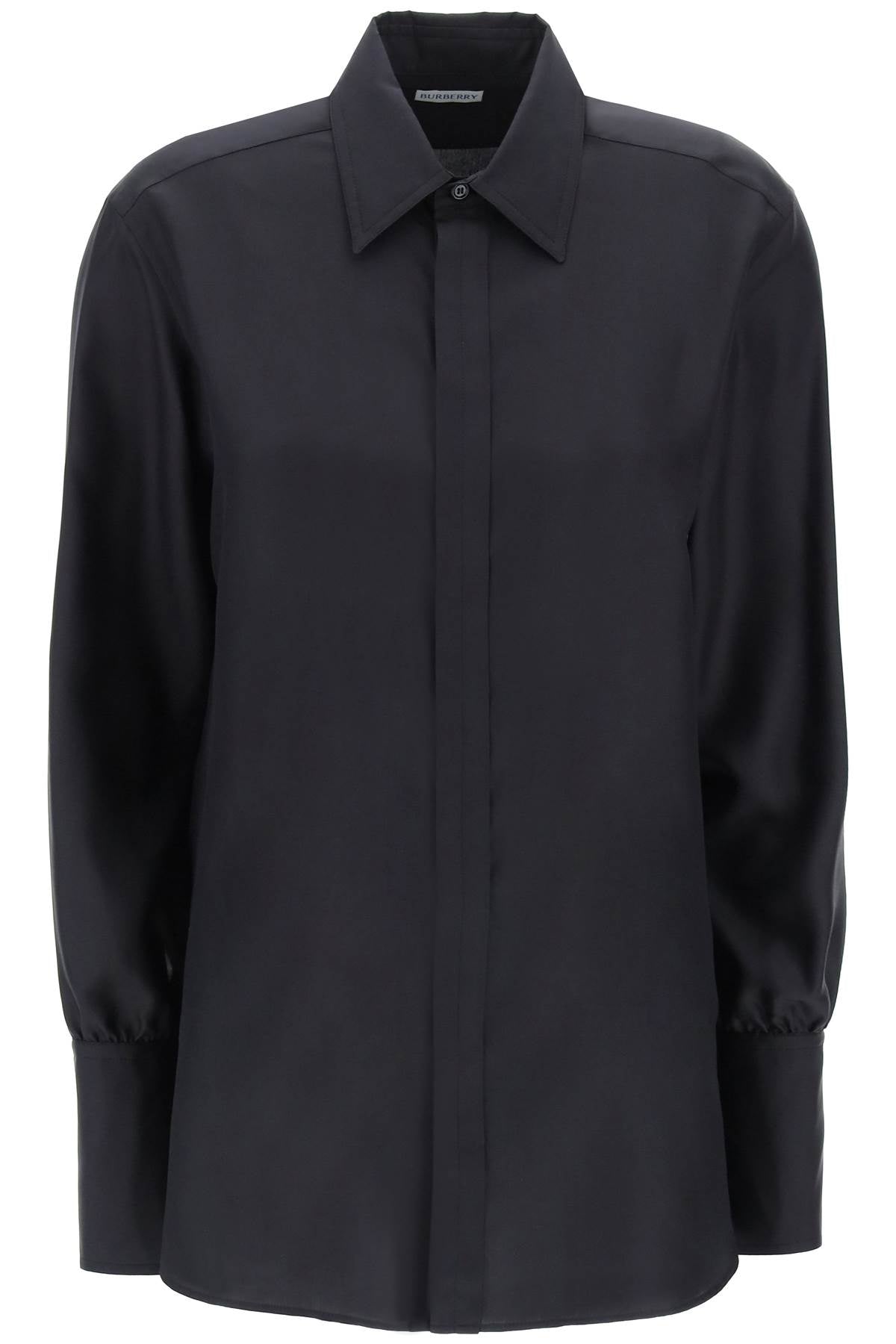 BURBERRY - BURBERRY Luxurious Long-Sleeved Silk Shirt for Women in