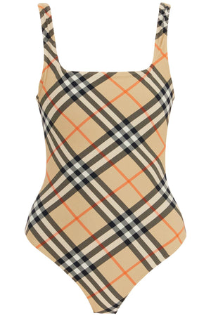 BURBERRY Checker One-Piece Swimsuit with Square Neckline - XS