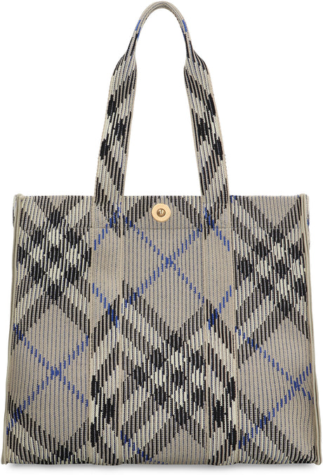 BURBERRY Check Canvas Medium Tote Handbag