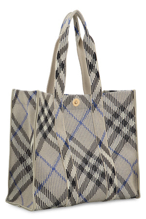 BURBERRY Check Canvas Medium Tote Handbag