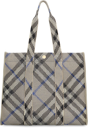 BURBERRY Check Canvas Medium Tote Handbag