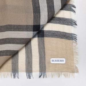 BURBERRY BEIGE CHECK PATTERN SCARF