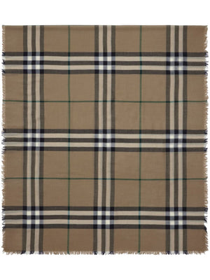 BURBERRY Giant Khaki Scarf with Black Checks