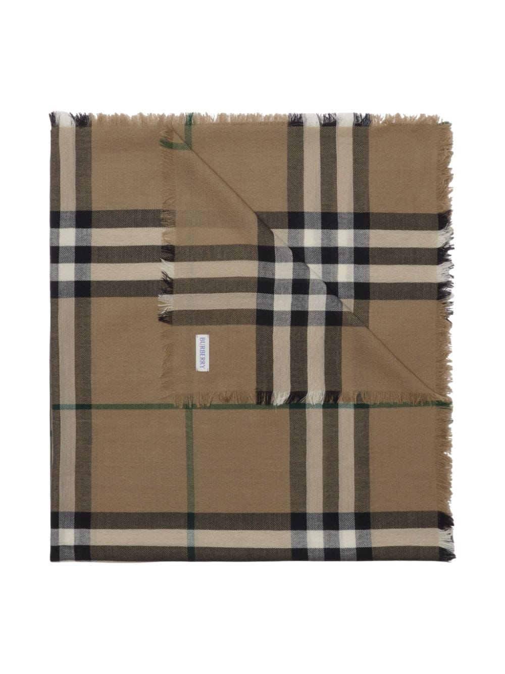 BURBERRY Giant Khaki Scarf with Black Checks