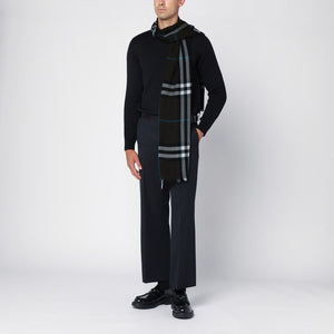 BURBERRY Men's Lightweight Check Wool Scarf in Dark Brown