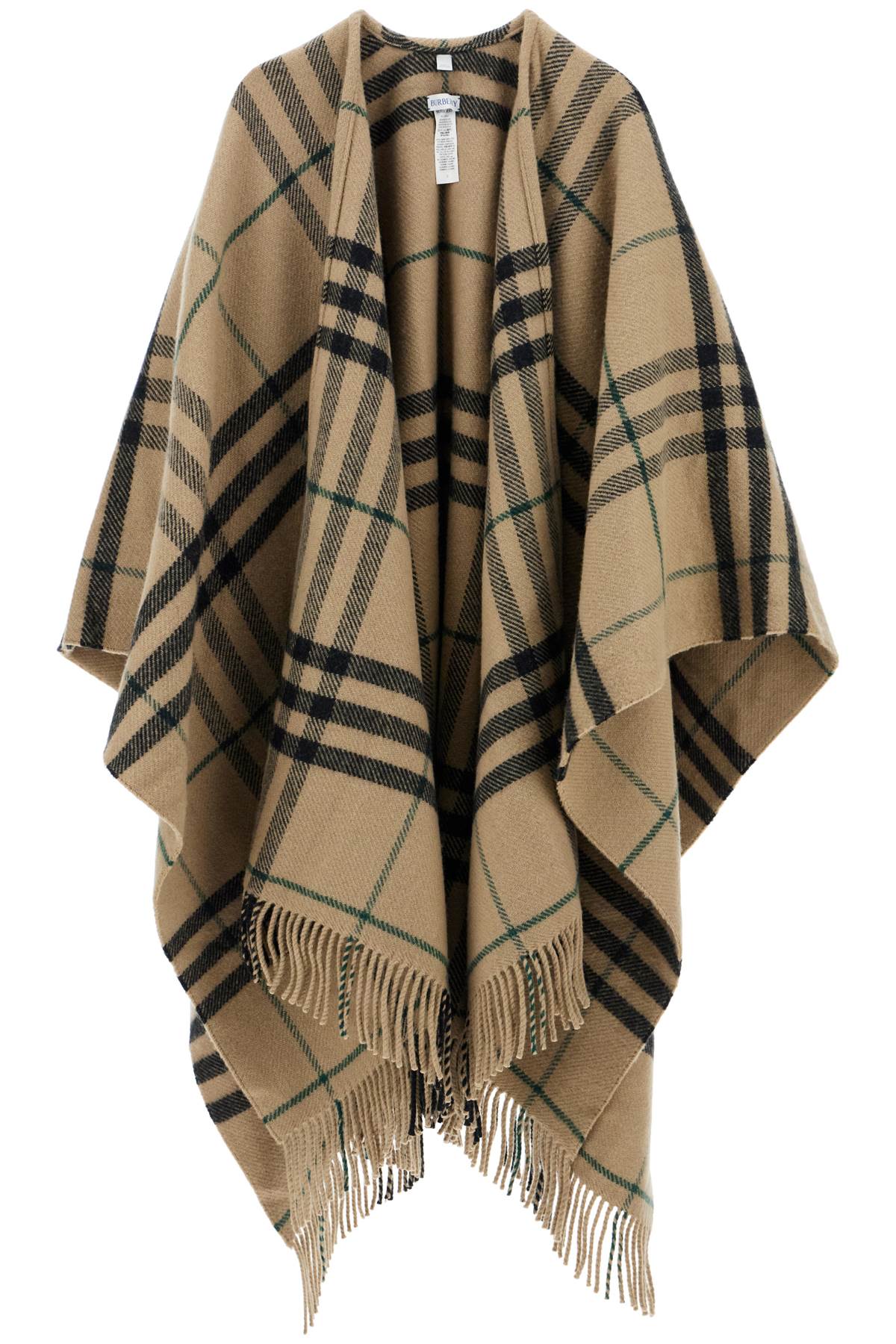 BURBERRY Wool and Cashmere Open Cape - One Size Fits All