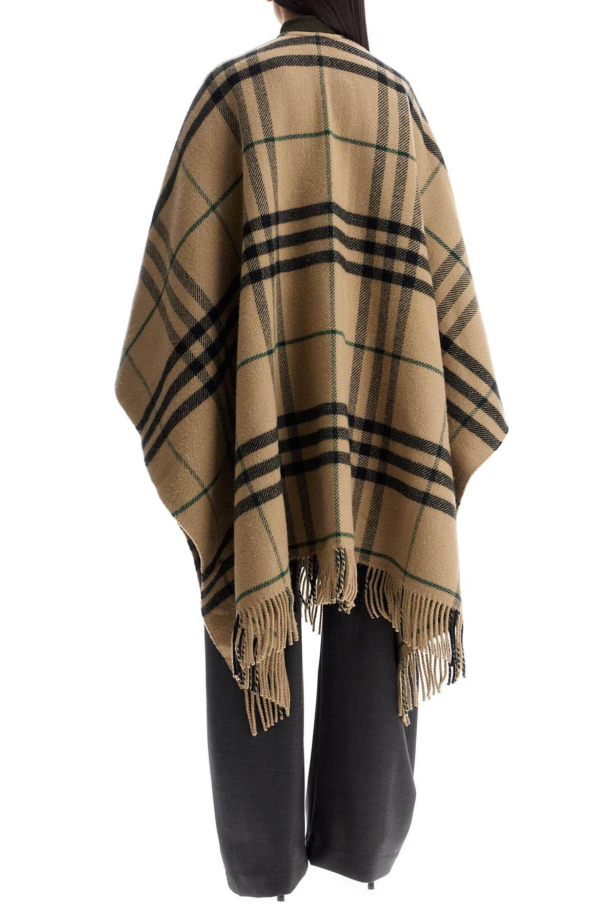 BURBERRY Wool and Cashmere Open Cape - One Size Fits All