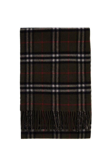 BURBERRY Cashmere Check Scarf with Fringed Edges