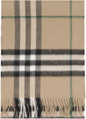 BURBERRY Frayed Hem Cashmere Check Motif Scarf - 168x30 CM