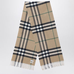 BURBERRY  BEIGE CASHMERE CHECK SCARF