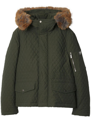 BURBERRY Military Green Bomber Hooded Jacket for Women