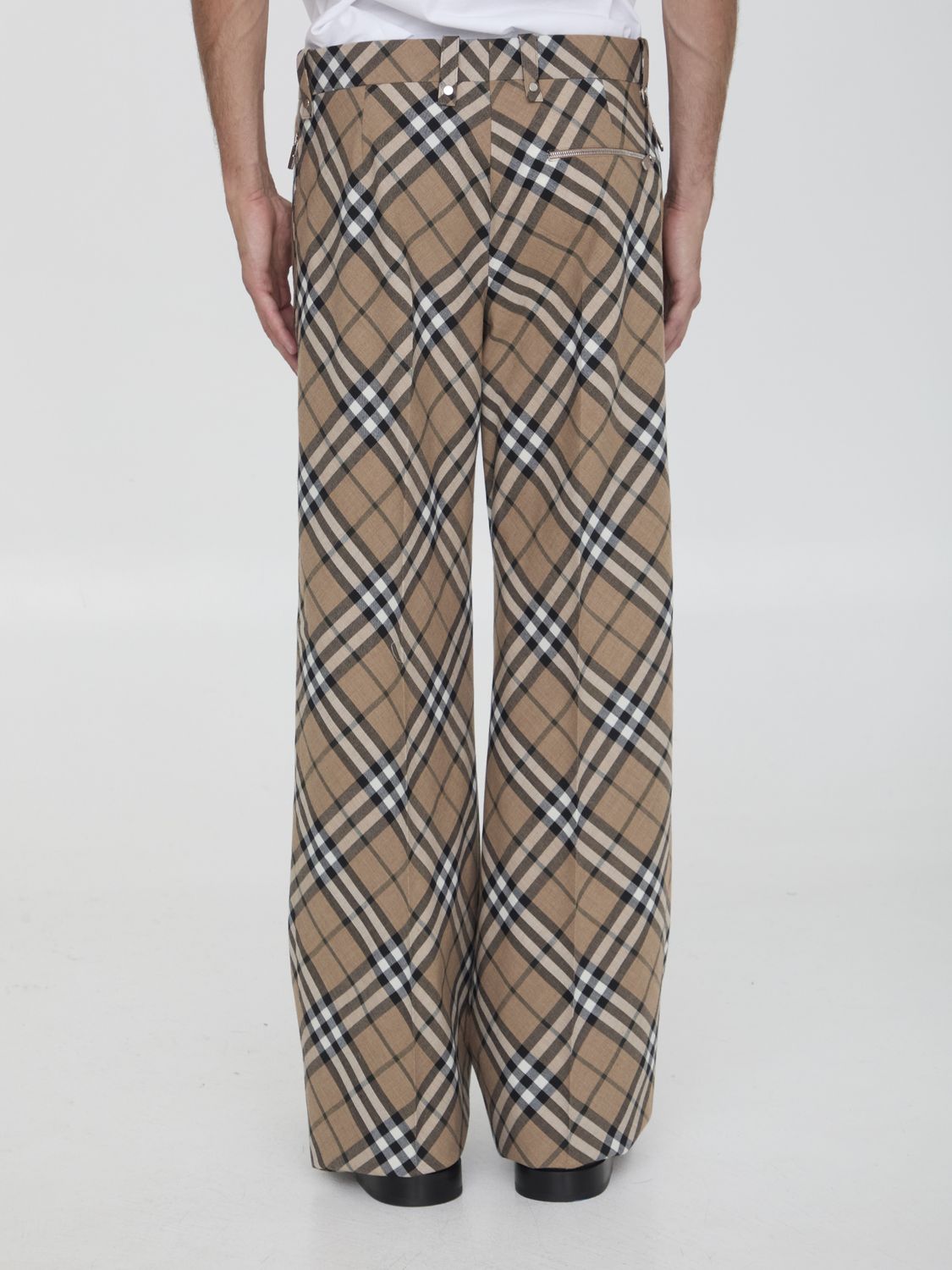 BURBERRY Tailored Wool Blend Trousers with Nova Check Pattern