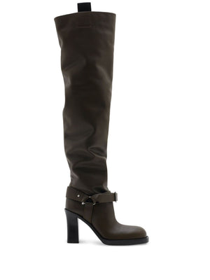 BURBERRY Chic Soft Stirrup Boots with B-Buckle Straps - Above the Knee