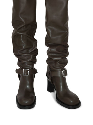 BURBERRY Chic Soft Stirrup Boots with B-Buckle Straps - Above the Knee