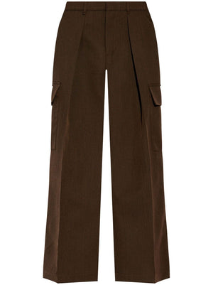 BURBERRY Chic Brown Wool Straight-Leg Cargo Pants for Women