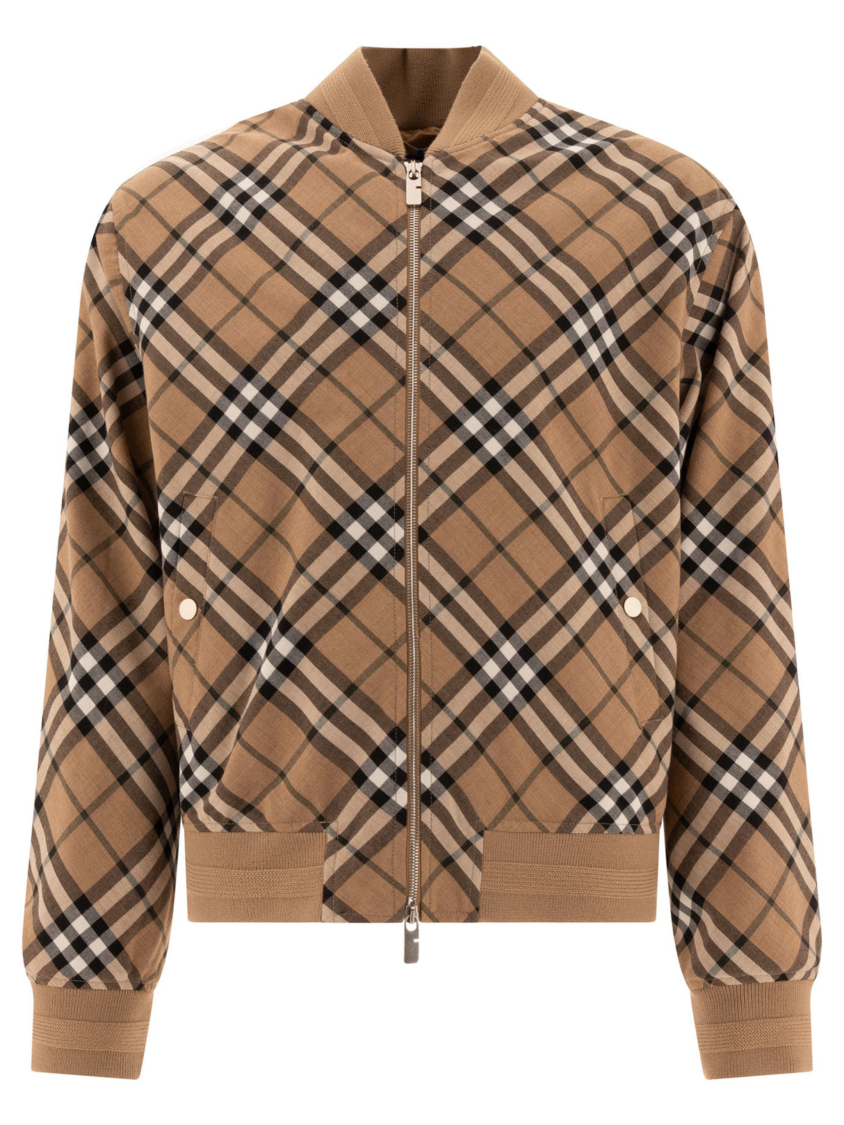 BURBERRY Classic Check Wool Blend Harrington Jacket - Regular Fit