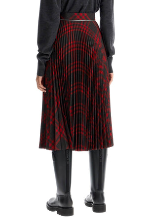 BURBERRY Pleated Check Midi Skirt