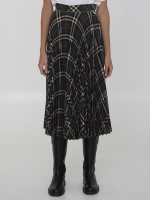 BURBERRY Multi-Color Pleated Wool Blend Skirt