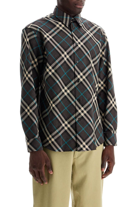BURBERRY Checkered Wool Blend Casual Shirt