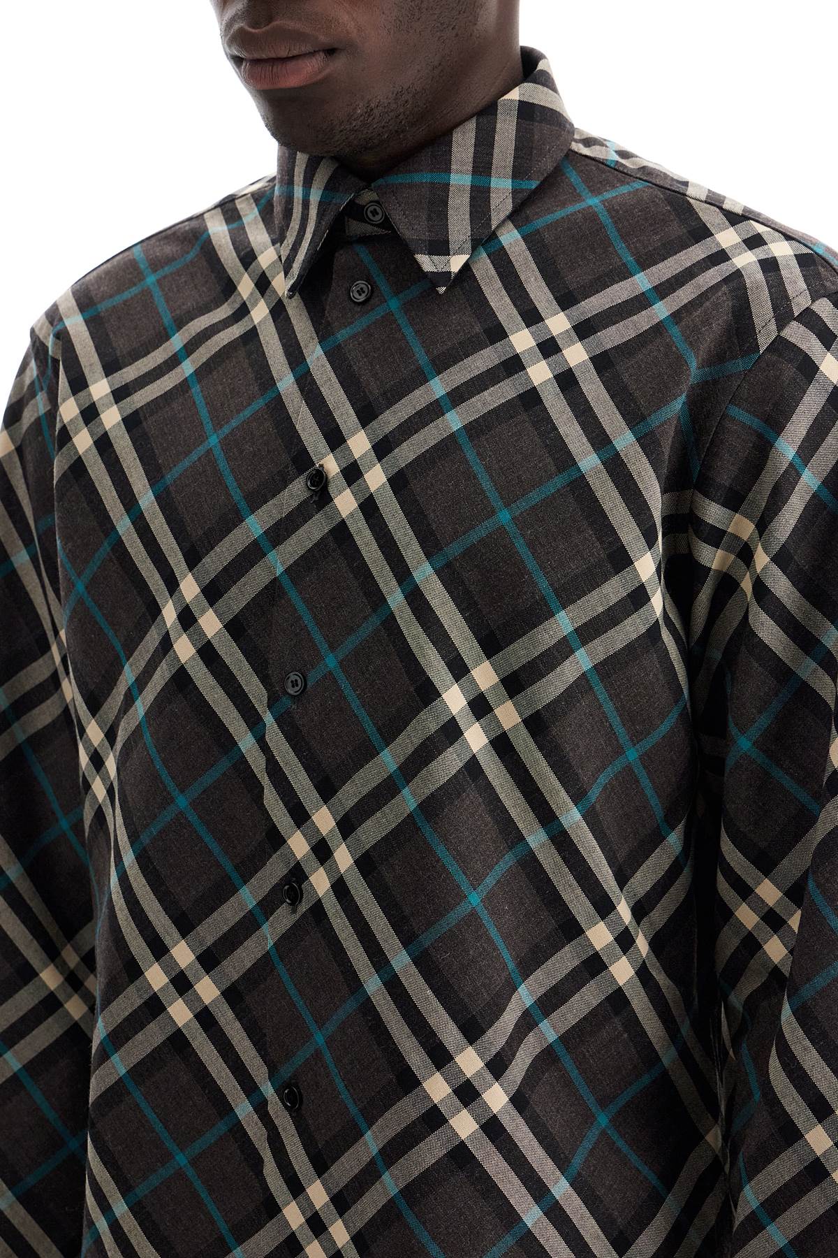 BURBERRY Checkered Wool Blend Casual Shirt