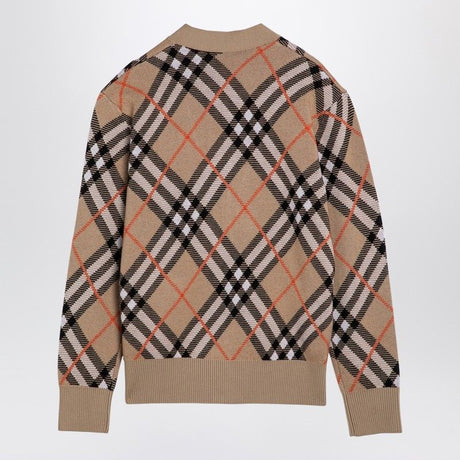 BURBERRY  WOOL AND MOHAIR CARDIGAN WITH CHECK PATTERN