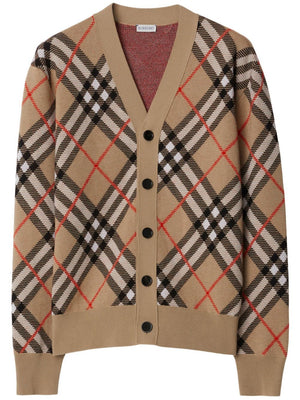 BURBERRY Elegant Check Pattern Cardigan