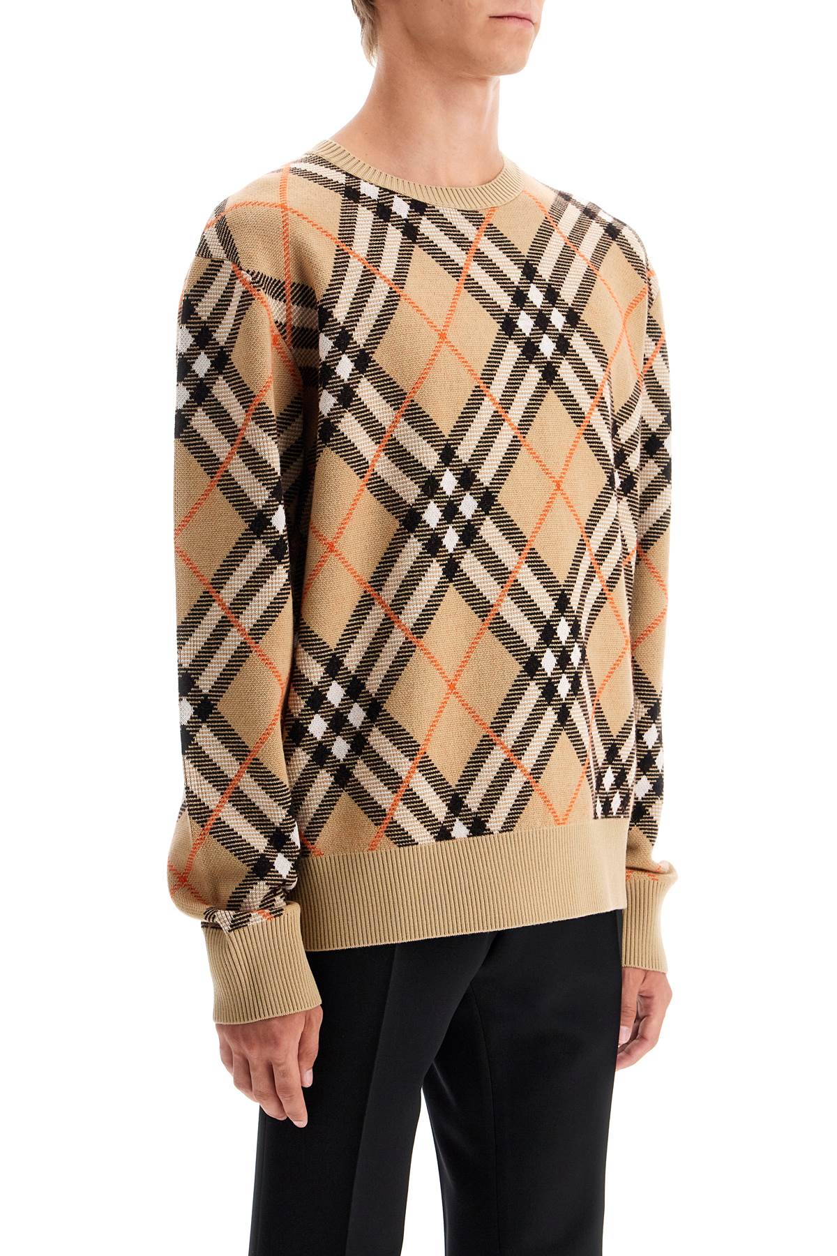 BURBERRY Classic Wool Blend Check Crewneck Jumper