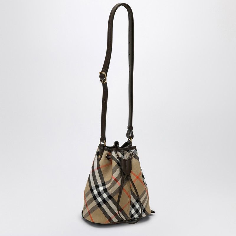 BURBERRY Mini Vintage Check Bucket Handbag with Shoulder Strap