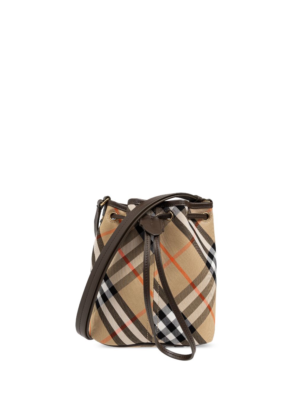 BURBERRY Check Pattern Drawstring Handbag - Small Size