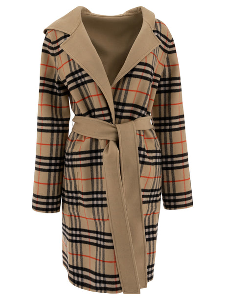 BURBERRY Reversible Check Wool Car Jacket for Women - Regular Fit