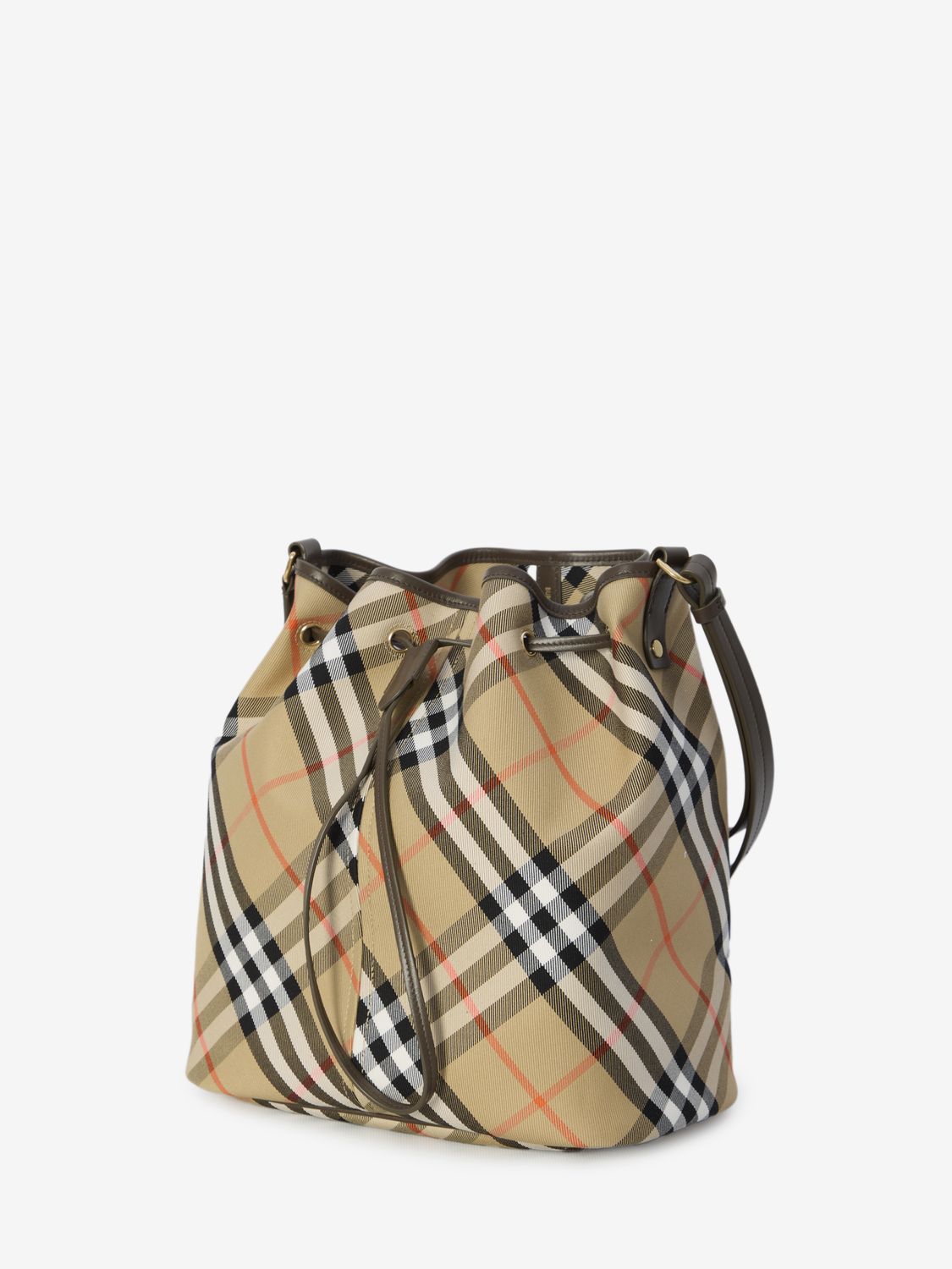 BURBERRY Classic Check Cotton Bucket Bag 28x29x20 cm