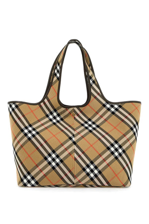 BURBERRY Vintage Check Pattern Leather Handbag with Removable Pouch