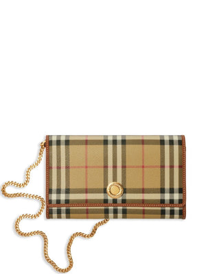 BURBERRY Checkered Chain Strap Mini Wallet