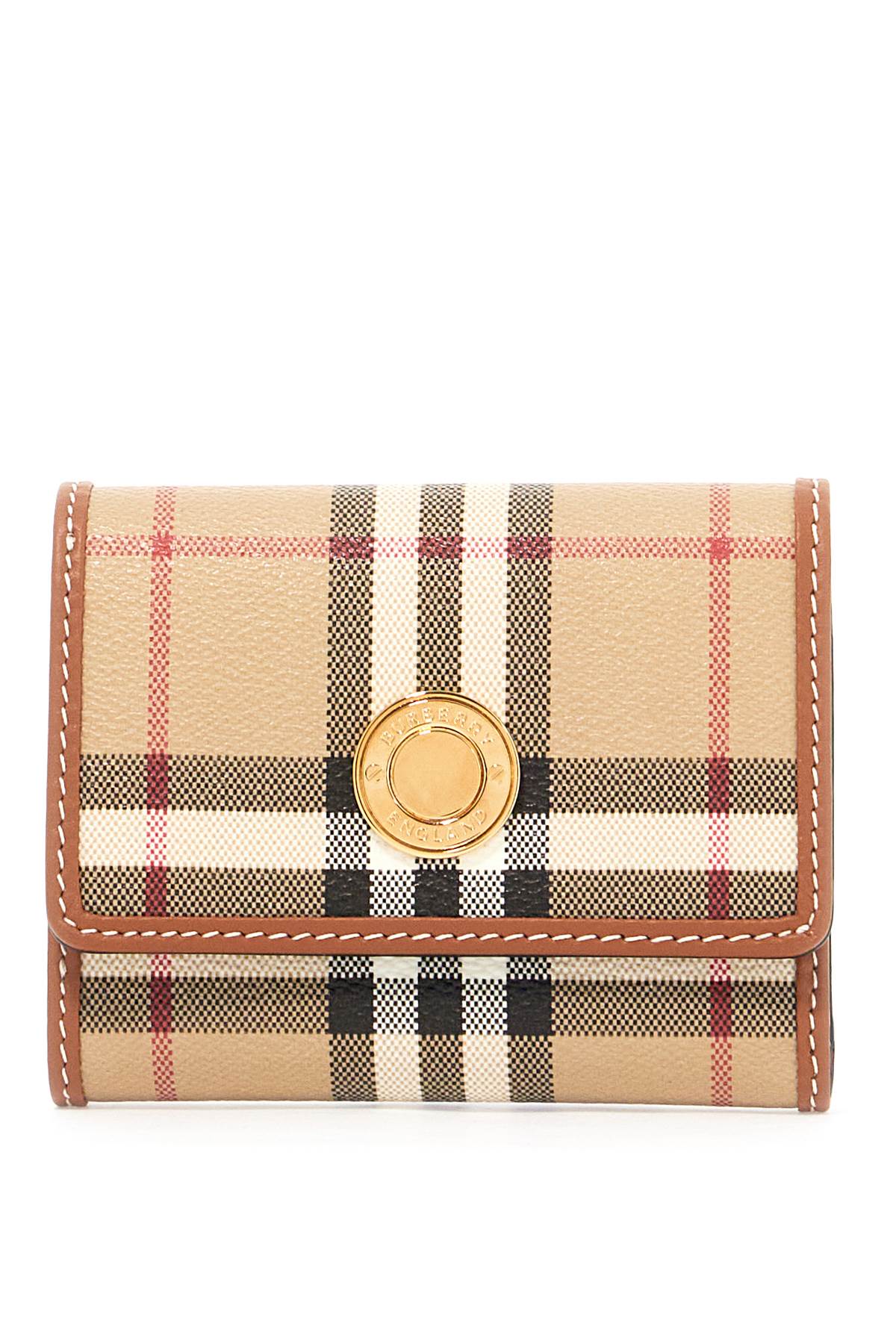 BURBERRY Elegant Checkered Mini Wallet with Gold Snap