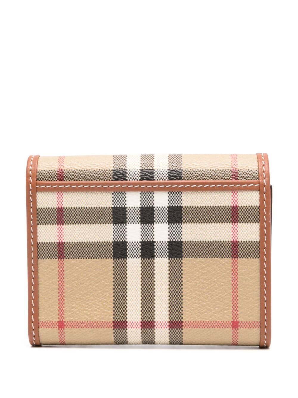 BURBERRY Elegant Checkered Mini Wallet with Gold Snap