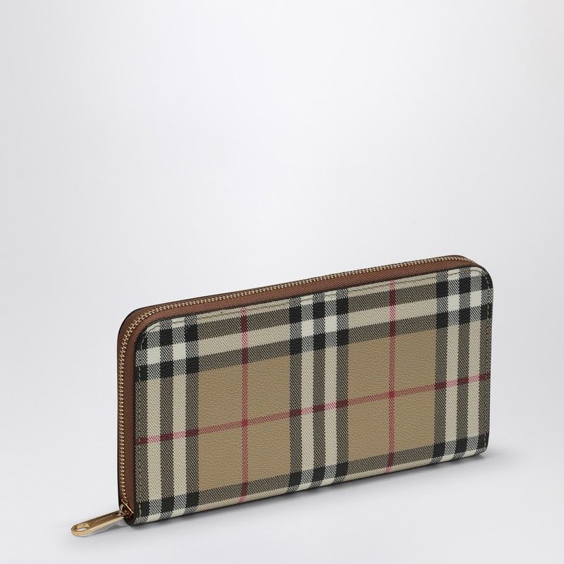 BURBERRY  CHECK PATTERN BEIGE ZIPPED WALLET